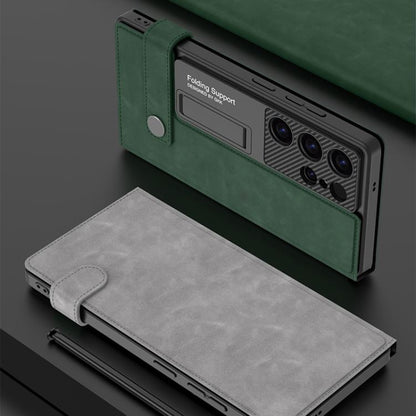 For Samsung Galaxy S25 Ultra 5G GKK Flip Wallet Leather Phone Case, Frosted Series, Not Included Pen(Frosted Green) by GKK