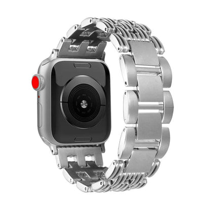 For Apple Watch 46mm / 49mm / 45mm / 44mm Five-bead Stripe Stainless Steel Watch Band(Silver) by bashfashion