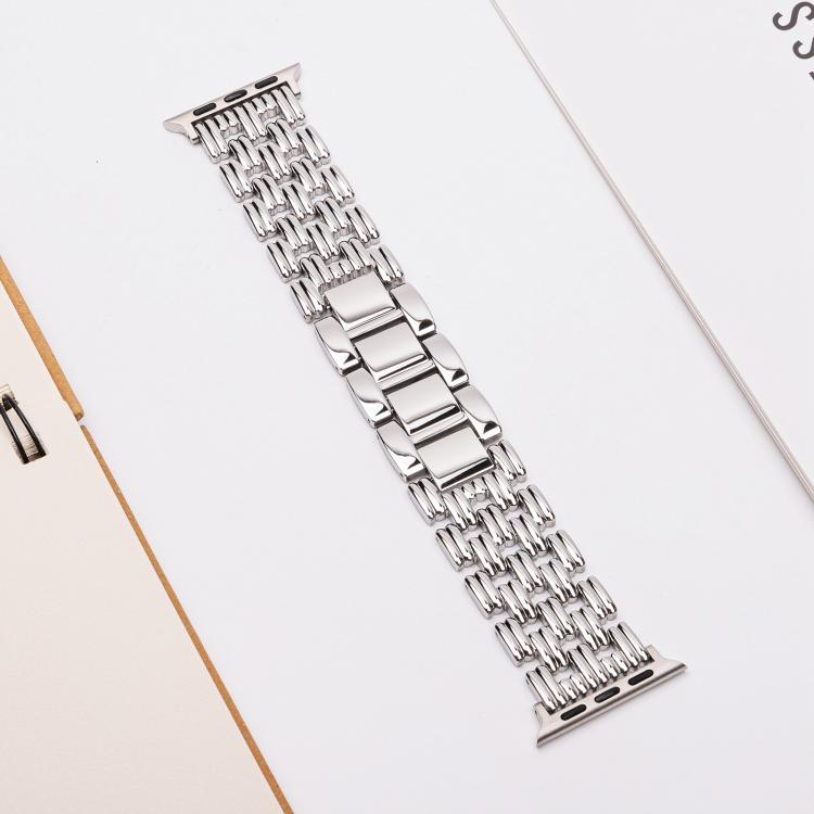 For Apple Watch 46mm / 49mm / 45mm / 44mm Five-bead Stripe Stainless Steel Watch Band(Silver) by bashfashion