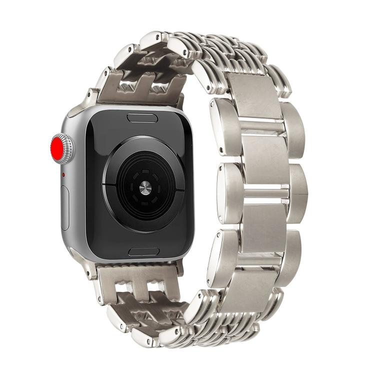 For Apple Watch 46mm / 49mm / 45mm / 44mm Five-bead Stripe Stainless Steel Watch Band(Starlight) by bashfashion