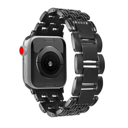 For Apple Watch 42mm / 41mm / 40mm / 38mm Five-bead Stripe Stainless Steel Watch Band(Black) by bashfashion