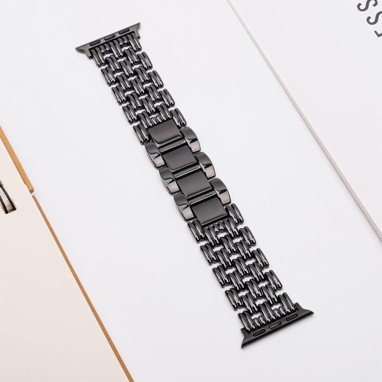 For Apple Watch 42mm / 41mm / 40mm / 38mm Five-bead Stripe Stainless Steel Watch Band(Black) by bashfashion