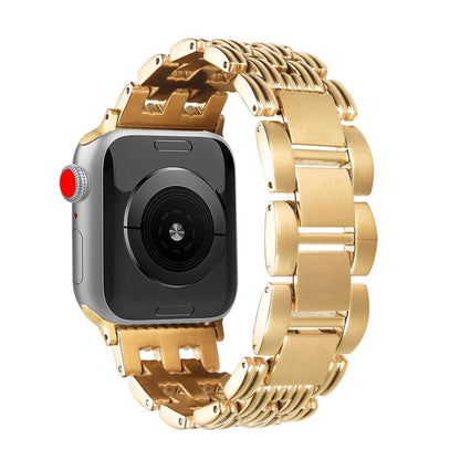 For Apple Watch 42mm / 41mm / 40mm / 38mm Five-bead Stripe Stainless Steel Watch Band(Gold) by bashfashion