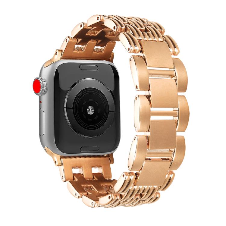 For Apple Watch 42mm / 41mm / 40mm / 38mm Five-bead Stripe Stainless Steel Watch Band(Rose Gold) by bashfashion