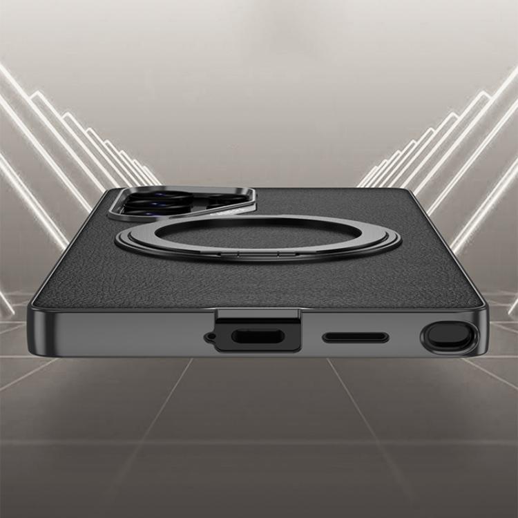 For Samsung Galaxy S25 Ultra 5G GKK Metal Paint Skin Feel Leather Phone Case With Magnetic Rotating Holder, Not Included Pen(Purple) by GKK