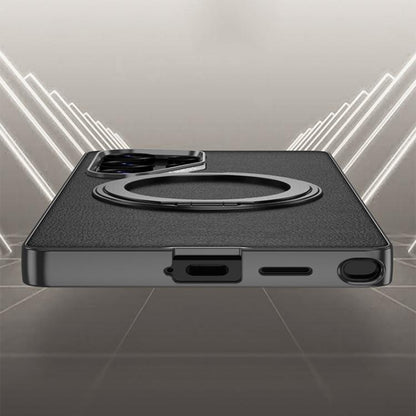 For Samsung Galaxy S25 Ultra 5G GKK Metal Paint Skin Feel Leather Phone Case With Magnetic Rotating Holder, Not Included Pen(Purple) by GKK