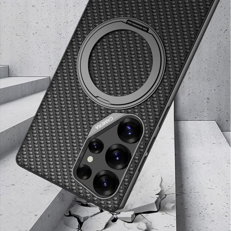 For Samsung Galaxy S25 Ultra 5G GKK Metal Paint Skin Feel Leather Phone Case With Magnetic Rotating Holder, Not Included Pen(Purple) by GKK