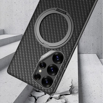 For Samsung Galaxy S25 Ultra 5G GKK Metal Paint Skin Feel Leather Phone Case With Magnetic Rotating Holder, Not Included Pen(Purple) by GKK