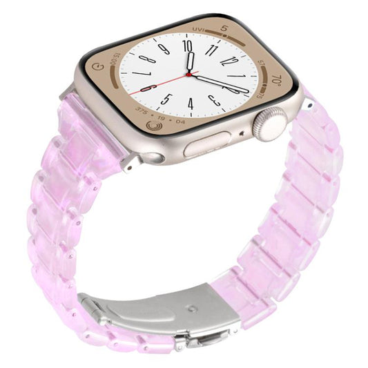 For Apple Watch 46mm / 49mm / 45mm / 44mm Small Waist Rhombus Three-bead Resin Watch Band(Gradient Pink) by bashfashion