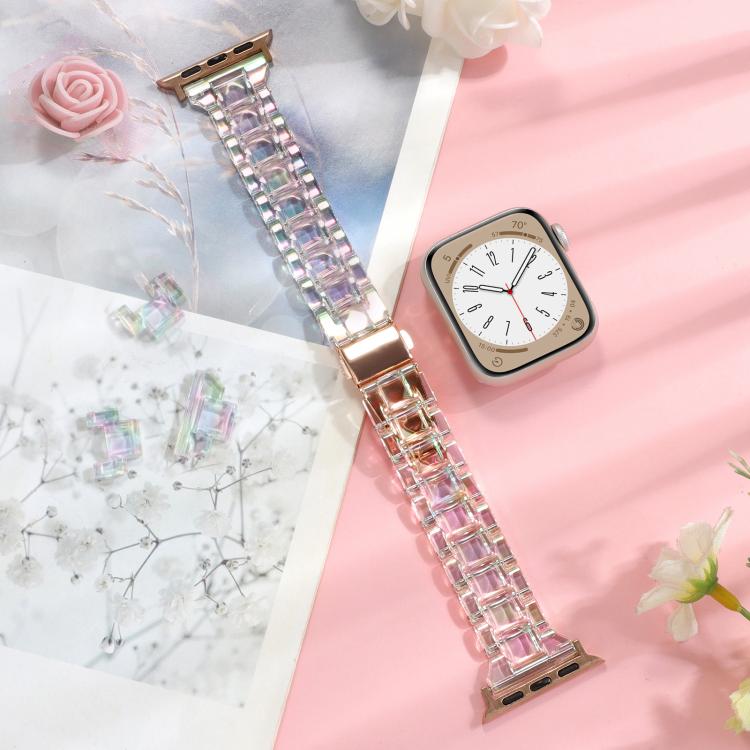 For Apple Watch 46mm / 49mm / 45mm / 44mm Small Waist Rhombus Three-bead Resin Watch Band(Colorful) by bashfashion