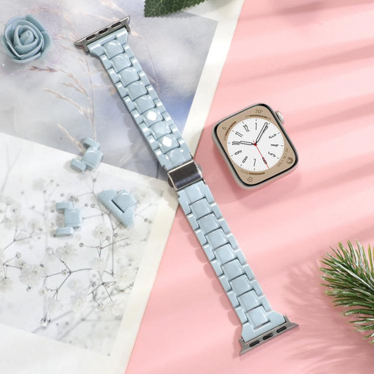 For Apple Watch 42mm / 41mm / 40mm / 38mm Small Waist Rhombus Three-bead Resin Watch Band(Turquoize) by bashfashion