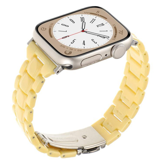 For Apple Watch 42mm / 41mm / 40mm / 38mm Small Waist Rhombus Three-bead Resin Watch Band(Lemon Yellow) by bashfashion