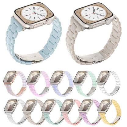For Apple Watch 42mm / 41mm / 40mm / 38mm Small Waist Rhombus Three-bead Resin Watch Band(Transparent) by bashfashion