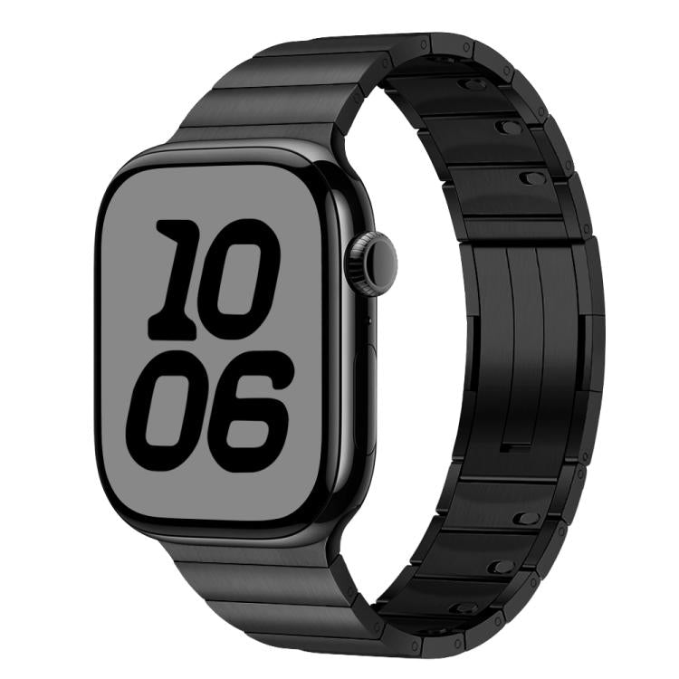 For Apple Watch 46mm / 49mm / 45mm / 44mm Single Bead Side-removable Stainless Steel Watch Band(Black) by bashfashion