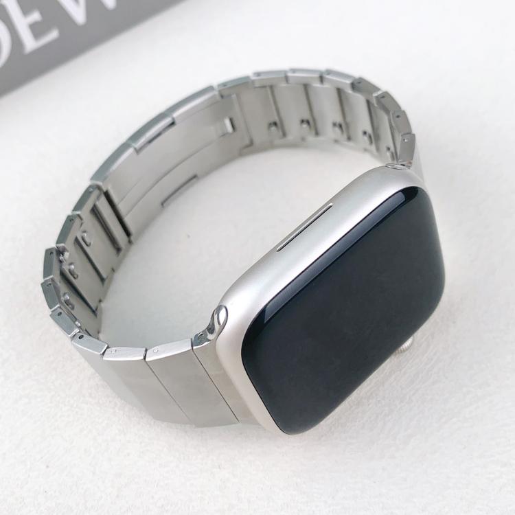 For Apple Watch 46mm / 49mm / 45mm / 44mm Single Bead Side-removable Stainless Steel Watch Band(Silver) by bashfashion