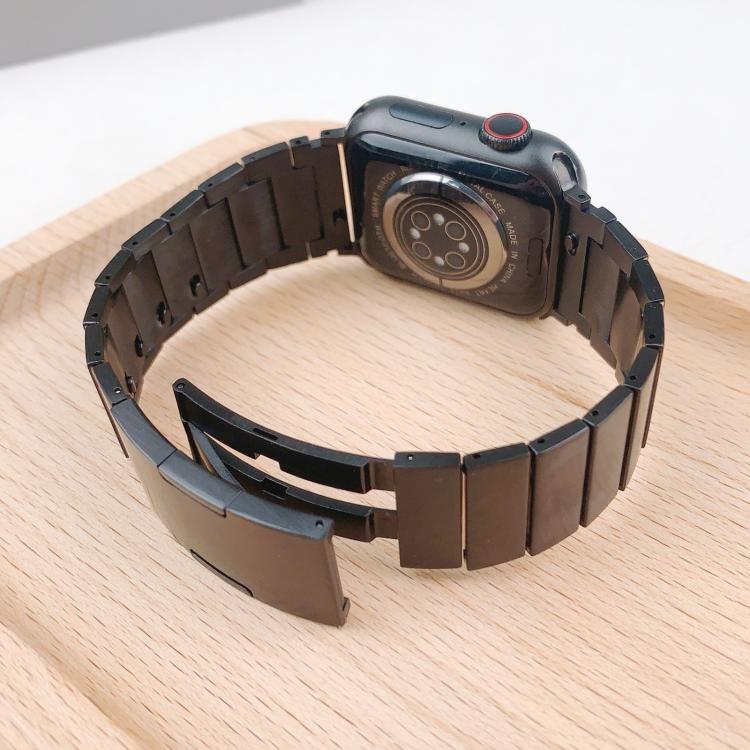 For Apple Watch 42mm / 41mm / 40mm / 38mm Single Bead Side-removable Stainless Steel Watch Band(Black) by bashfashion