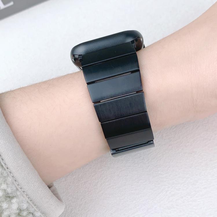 For Apple Watch 42mm / 41mm / 40mm / 38mm Single Bead Side-removable Stainless Steel Watch Band(Black) by bashfashion