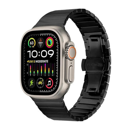 For Apple Watch 46mm / 49mm / 45mm / 44mm Butterfly Clasp One-Bead Titanium Alloy Watch Band(Black) by bashfashion