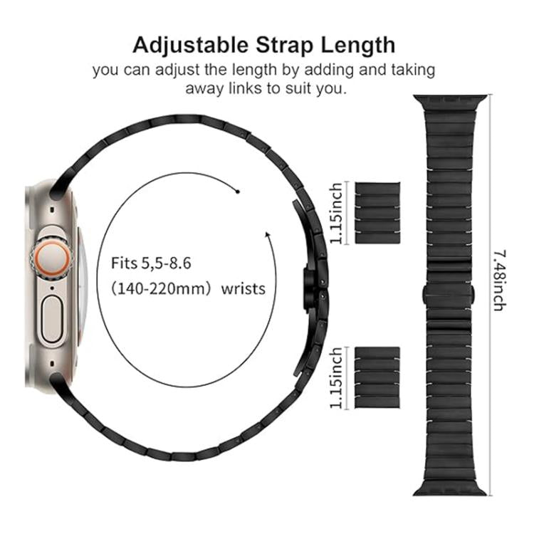 For Apple Watch 46mm / 49mm / 45mm / 44mm Butterfly Clasp One-Bead Titanium Alloy Watch Band(Black) by bashfashion