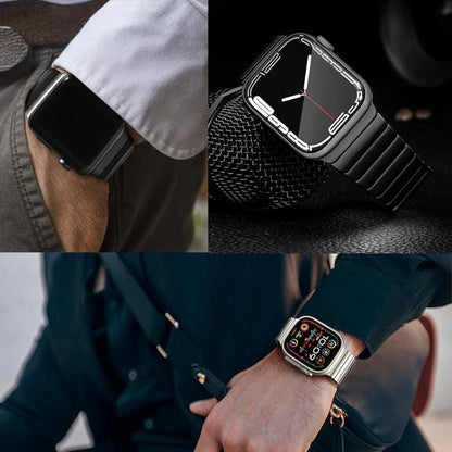 For Apple Watch 46mm / 49mm / 45mm / 44mm Butterfly Clasp One-Bead Titanium Alloy Watch Band(Black) by bashfashion