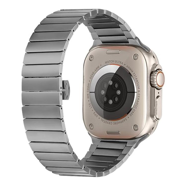 For Apple Watch 46mm / 49mm / 45mm / 44mm Butterfly Clasp One-Bead Titanium Alloy Watch Band(Grey) by bashfashion