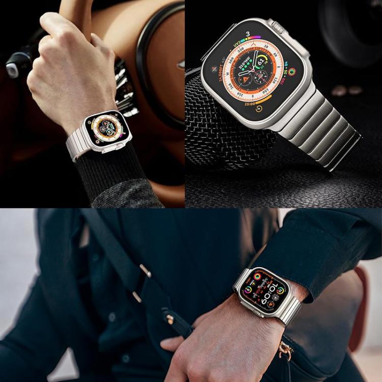 For Apple Watch 46mm / 49mm / 45mm / 44mm Butterfly Clasp One-Bead Titanium Alloy Watch Band(Grey) by bashfashion