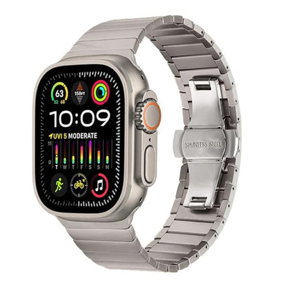 For Apple Watch 46mm / 49mm / 45mm / 44mm Butterfly Clasp One-Bead Titanium Alloy Watch Band(Titanium) by bashfashion