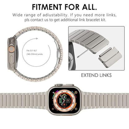 For Apple Watch 46mm / 49mm / 45mm / 44mm Butterfly Clasp One-Bead Titanium Alloy Watch Band(Titanium) by bashfashion