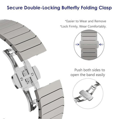 For Apple Watch 46mm / 49mm / 45mm / 44mm Butterfly Clasp One-Bead Titanium Alloy Watch Band(Titanium) by bashfashion