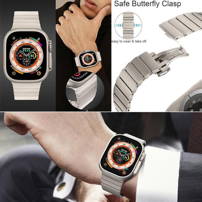 For Apple Watch 46mm / 49mm / 45mm / 44mm Butterfly Clasp One-Bead Titanium Alloy Watch Band(Titanium) by bashfashion