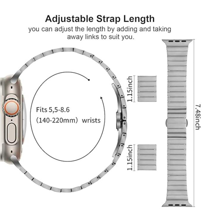 For Apple Watch 46mm / 49mm / 45mm / 44mm Butterfly Clasp One-Bead Titanium Alloy Watch Band(Silver) by bashfashion