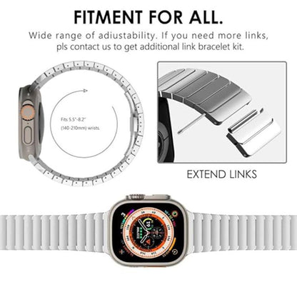 For Apple Watch 46mm / 49mm / 45mm / 44mm Butterfly Clasp One-Bead Titanium Alloy Watch Band(Silver) by bashfashion