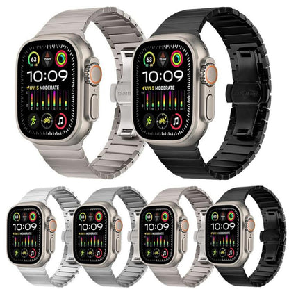 For Apple Watch 46mm / 49mm / 45mm / 44mm Butterfly Clasp One-Bead Titanium Alloy Watch Band(Black) by bashfashion
