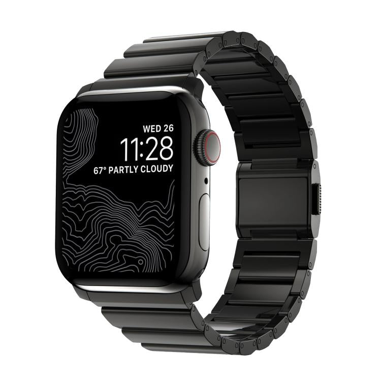 For Apple Watch 46mm / 49mm / 45mm / 44mm Norman Clasp One-Bead Stainless Steel Watch Band(Black) by bashfashion