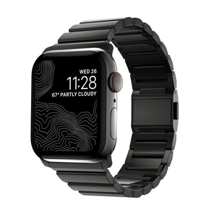 For Apple Watch 46mm / 49mm / 45mm / 44mm Norman Clasp One-Bead Stainless Steel Watch Band(Black) by bashfashion