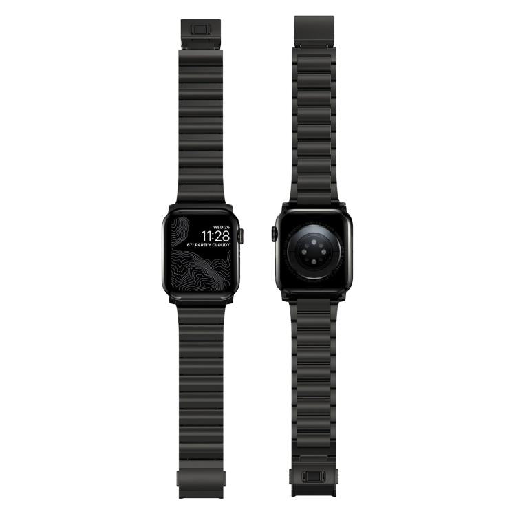 For Apple Watch 46mm / 49mm / 45mm / 44mm Norman Clasp One-Bead Stainless Steel Watch Band(Black) by bashfashion