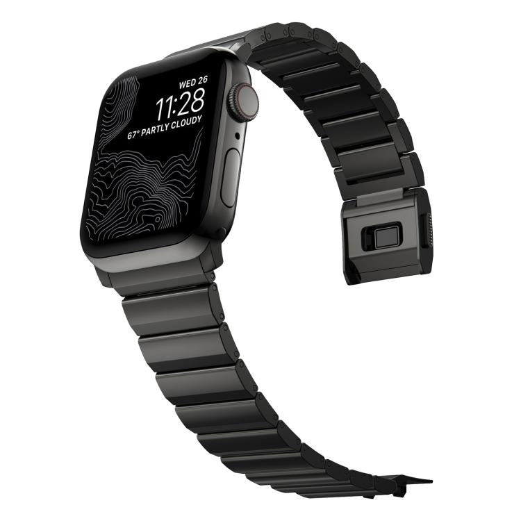 For Apple Watch 46mm / 49mm / 45mm / 44mm Norman Clasp One-Bead Stainless Steel Watch Band(Black) by bashfashion