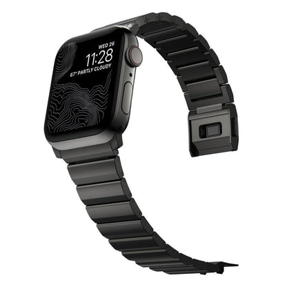For Apple Watch 46mm / 49mm / 45mm / 44mm Norman Clasp One-Bead Stainless Steel Watch Band(Black) by bashfashion