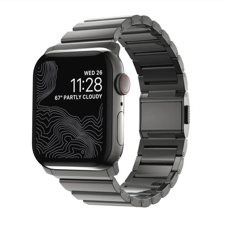 For Apple Watch 46mm / 49mm / 45mm / 44mm Norman Clasp One-Bead Stainless Steel Watch Band(Tin Color) by bashfashion