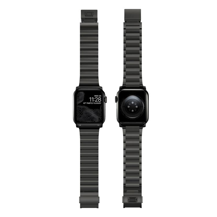 For Apple Watch 46mm / 49mm / 45mm / 44mm Norman Clasp One-Bead Stainless Steel Watch Band(Tin Color) by bashfashion