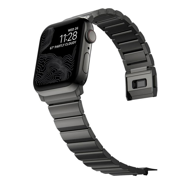 For Apple Watch 46mm / 49mm / 45mm / 44mm Norman Clasp One-Bead Stainless Steel Watch Band(Tin Color) by bashfashion
