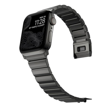 For Apple Watch 46mm / 49mm / 45mm / 44mm Norman Clasp One-Bead Stainless Steel Watch Band(Tin Color) by bashfashion