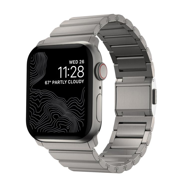 For Apple Watch 46mm / 49mm / 45mm / 44mm Norman Clasp One-Bead Stainless Steel Watch Band(Titanium) by bashfashion