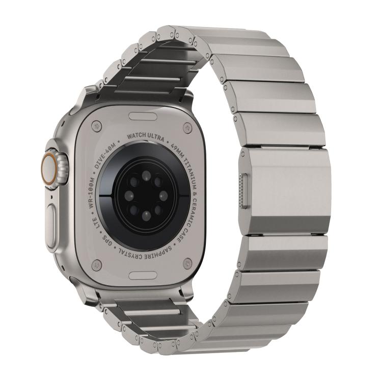 For Apple Watch 46mm / 49mm / 45mm / 44mm Norman Clasp One-Bead Stainless Steel Watch Band(Titanium) by bashfashion