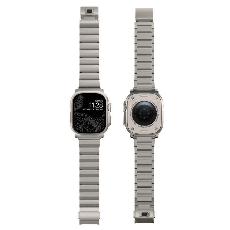 For Apple Watch 46mm / 49mm / 45mm / 44mm Norman Clasp One-Bead Stainless Steel Watch Band(Titanium) by bashfashion