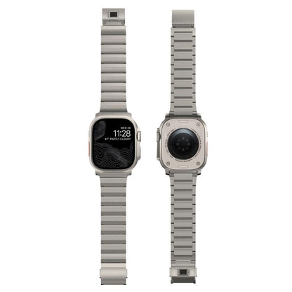For Apple Watch 46mm / 49mm / 45mm / 44mm Norman Clasp One-Bead Stainless Steel Watch Band(Titanium) by bashfashion