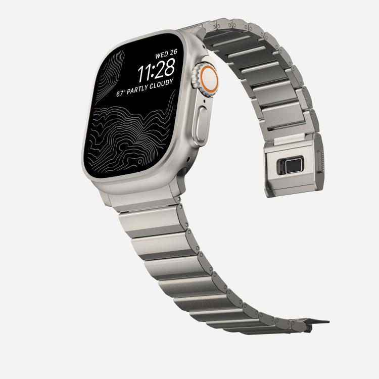 For Apple Watch 46mm / 49mm / 45mm / 44mm Norman Clasp One-Bead Stainless Steel Watch Band(Titanium) by bashfashion
