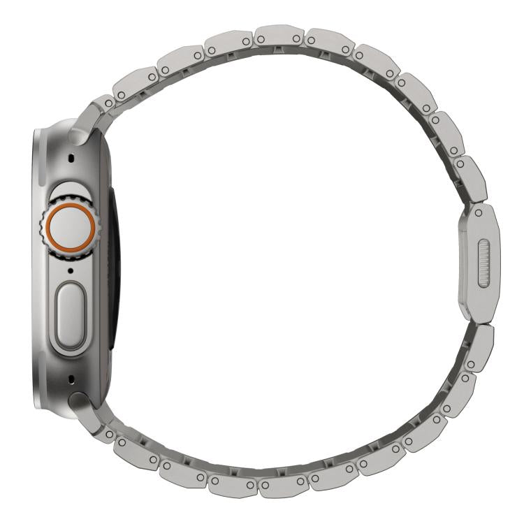 For Apple Watch 46mm / 49mm / 45mm / 44mm Norman Clasp One-Bead Stainless Steel Watch Band(Titanium) by bashfashion