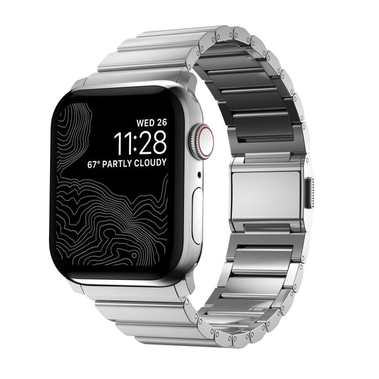 For Apple Watch 46mm / 49mm / 45mm / 44mm Norman Clasp One-Bead Stainless Steel Watch Band(Silver) by bashfashion