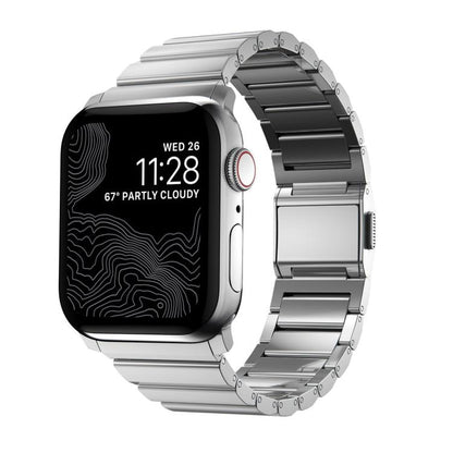 For Apple Watch 46mm / 49mm / 45mm / 44mm Norman Clasp One-Bead Stainless Steel Watch Band(Silver) by bashfashion
